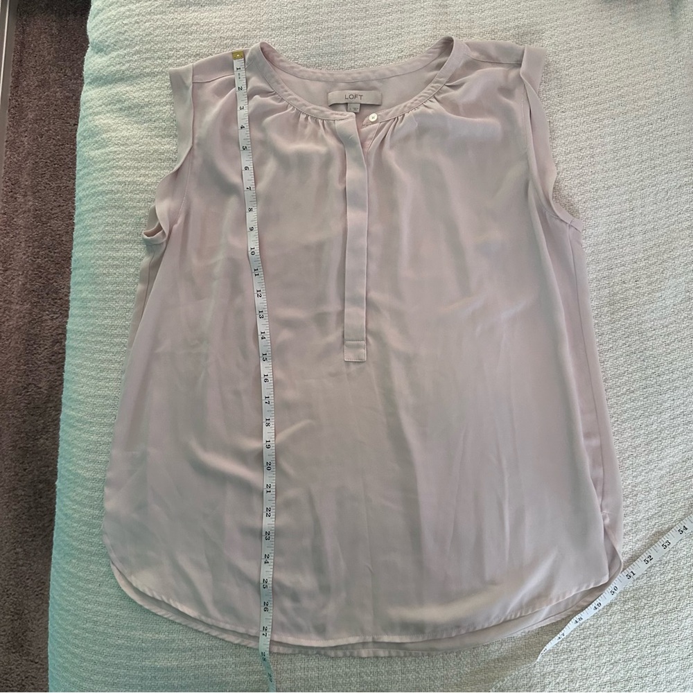 LOFT Sleeveless Henley Blouse in Light Pink - Picture 7 of 9